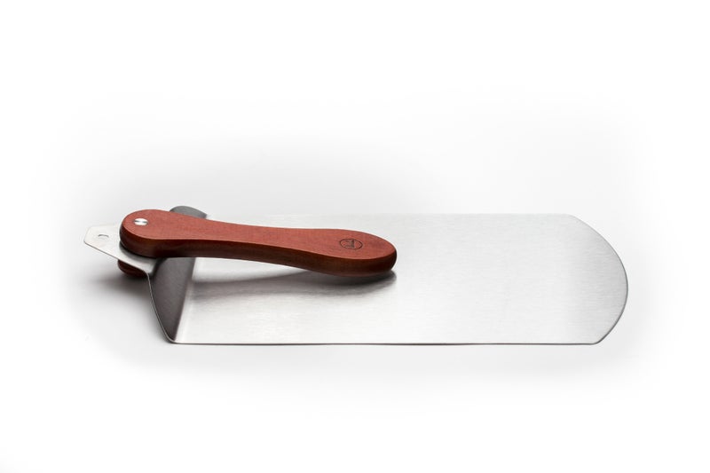 Outset Stainless Steel Pizza Peel with Collapsible Rosewood Handle, 20-Inch Overall, 12-Inch x 7.75-Inch Spatula Area, Silver - Image 4